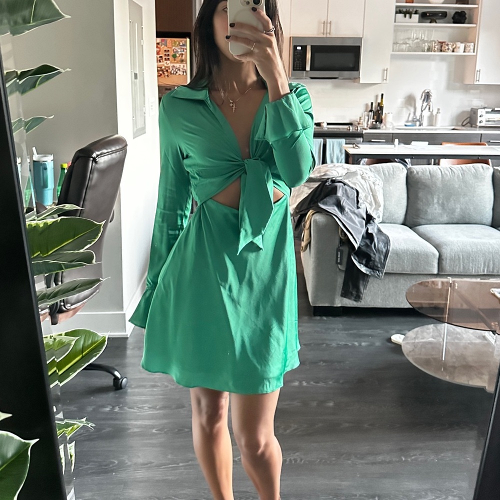Vibrant Green Long Sleeve Dress